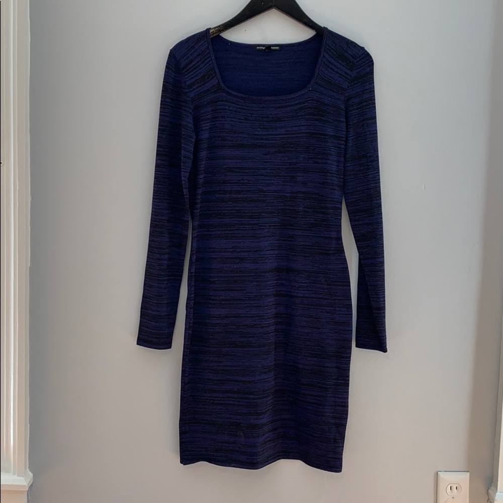 Long sleeve fitted dress black and dark blue